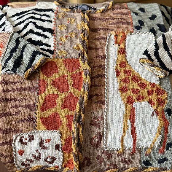 BEREK 1992 vintage hand sewn knitted handmade giraffe knit sweater 90’s Marta D - Picture 11 of 12